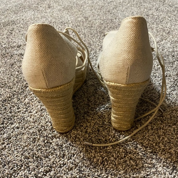 Merona (target brand) wedged heel. Worn once. Neutral color with shimmer - Picture 2 of 3